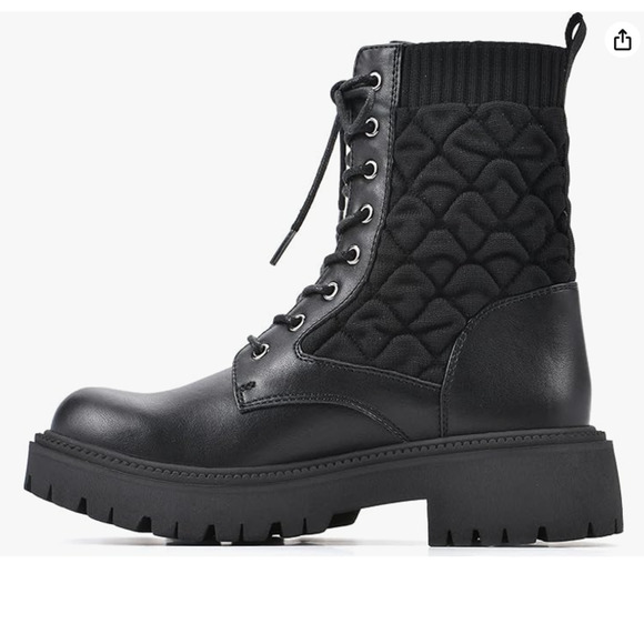 White Mountain Women Shayne Mid Calf Combat Boots Size US 9M Black - Picture 4 of 7